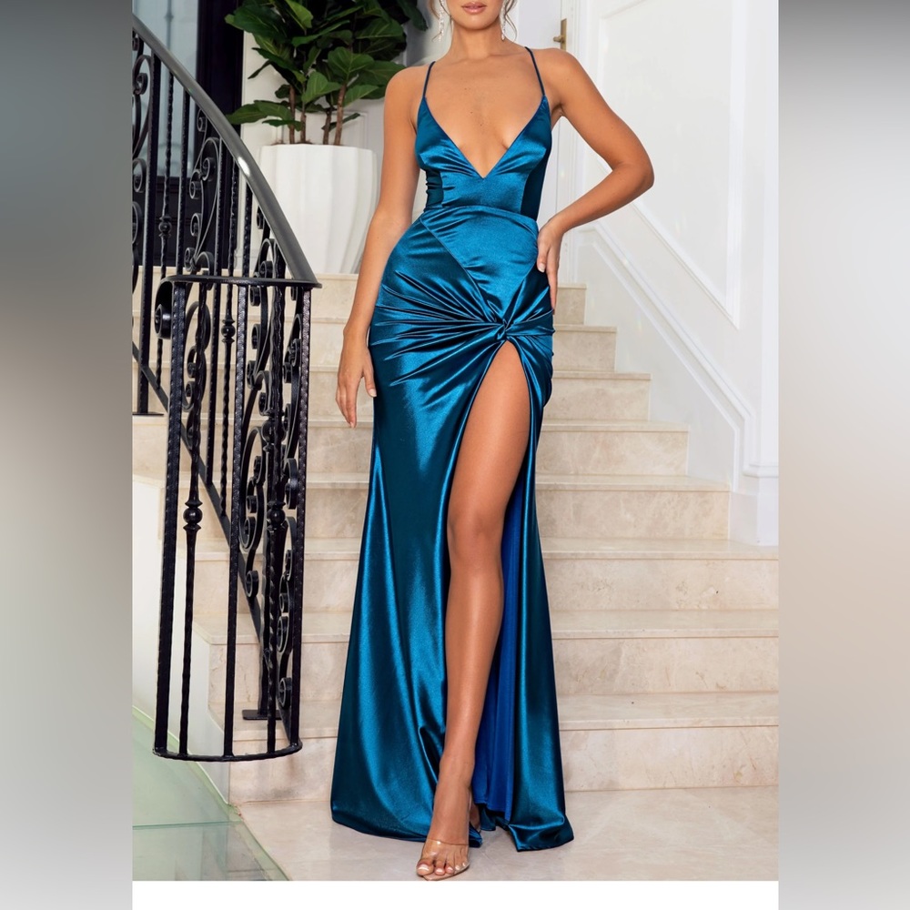 Abyss by Abby Black Tie Formal Blue Dress Size Small